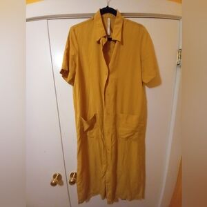 Babaton Mustard Yellow Shirt Dress